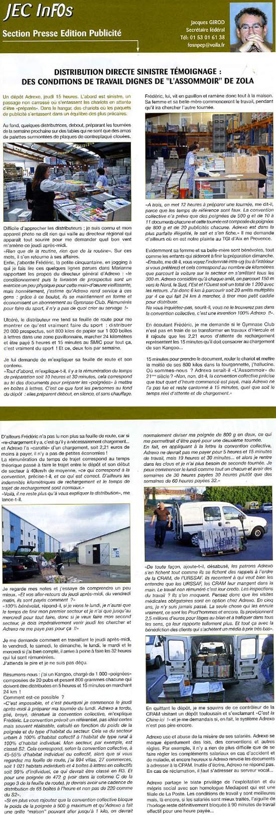 articlefecfo Syndicat FO au service des salariés d'ADREXO - Article journal Force Ouvrière